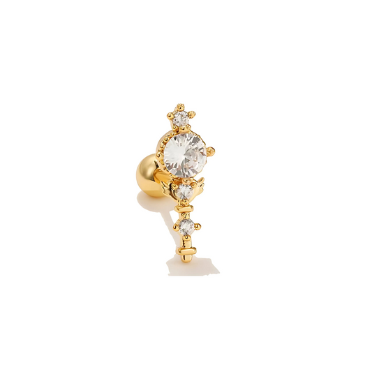 Gold-Plated Dangling Crystal Piercing Jewelry