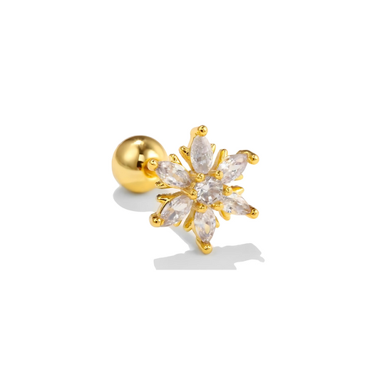 Gold-Plated Snowflake Crystal Piercing