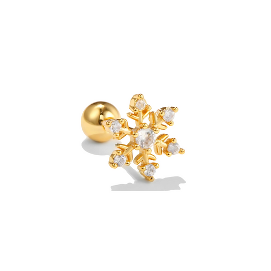 Gold-Plated Crystal Snowflake Piercing