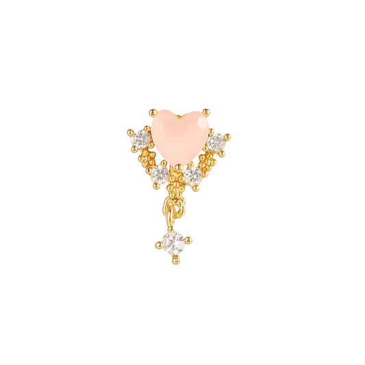 Gold-Plated Pink Heart Dangle Piercing Jewelry