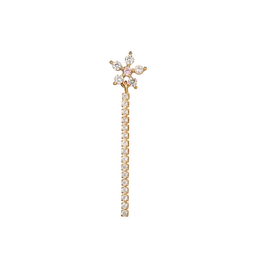 Gold-Plated CZ Flower Dangle Piercing Stud
