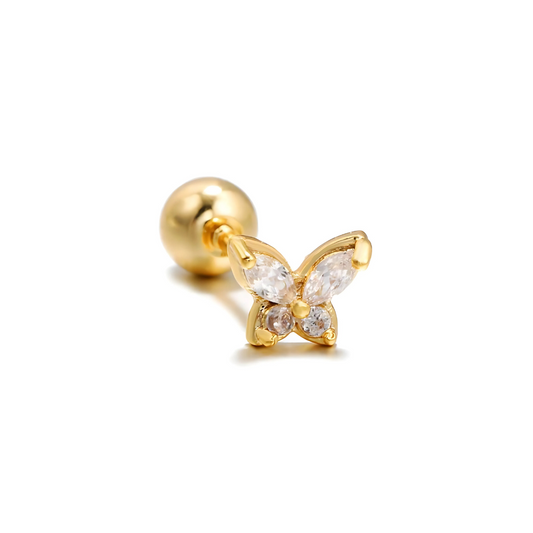 Gold-Plated CZ Butterfly Piercing Stud