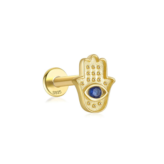 Piercing labret Lucky Hand & Blue Eye (16G)