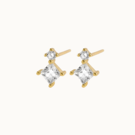 ORECCHINI A PERNO CON ZIRCONI BIANCHI A ROMBO