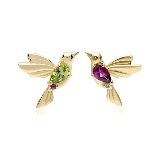 Orecchini a bottone a forma di colibrì