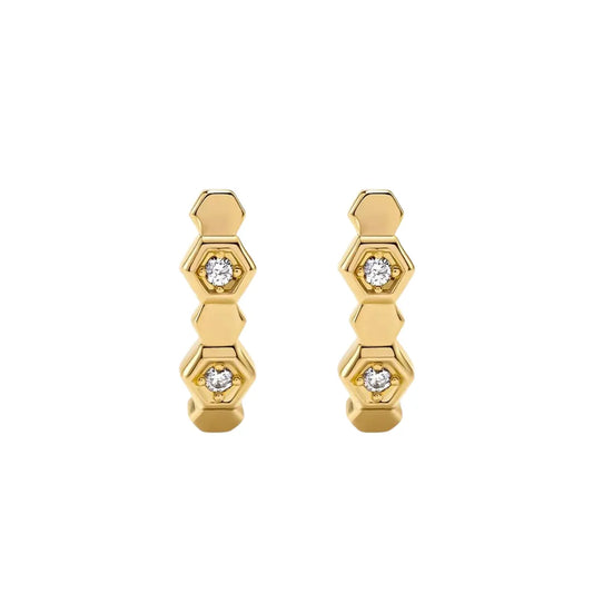 Orecchini a bottone Beehive Pave