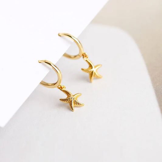 Simple Seastar Hoop Earrings