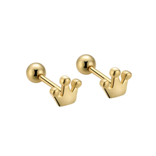 Little Crown Barbell Stud Earrings (20G)