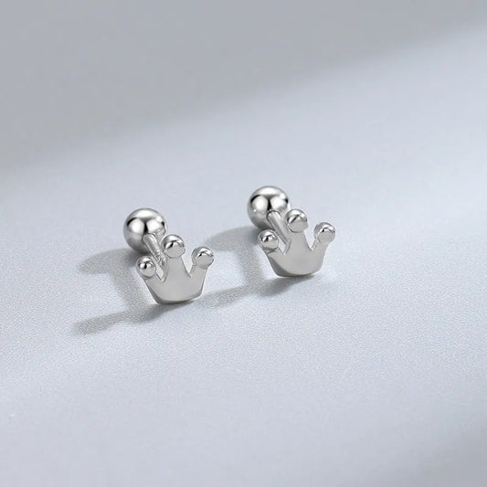 Little Crown Barbell Stud Earrings (20G)