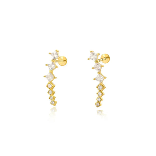 Orecchino per cartilagine con retro piatto in diamante Luxe Septem (18G)