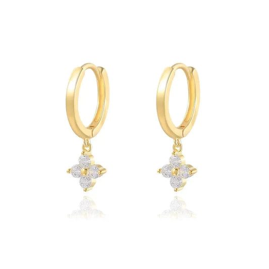 BLOOMING FLOWER HOOP EARRINGS - GOLD