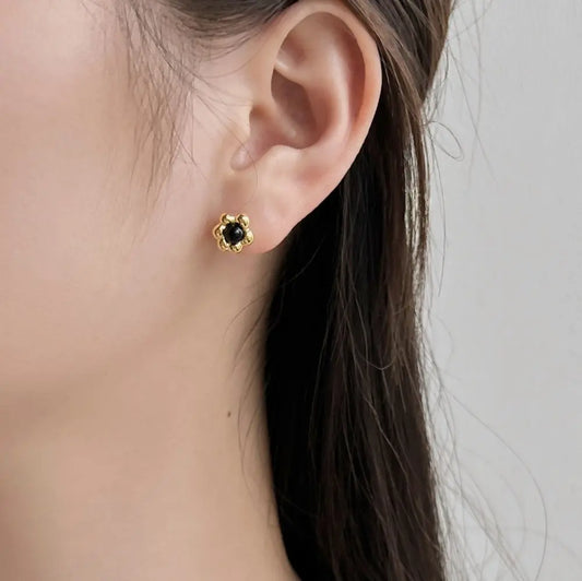 Precious Stone Spring FLower Stud Earrings