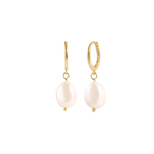 Minimal Freshwater Pearl Hoop Earrings