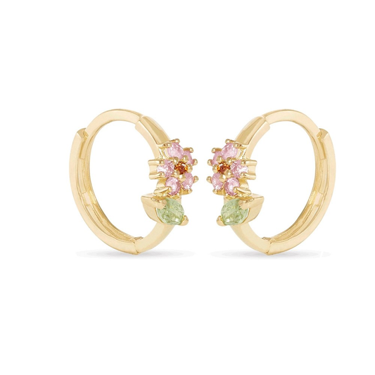 Rosy Flower Hoop Earrings