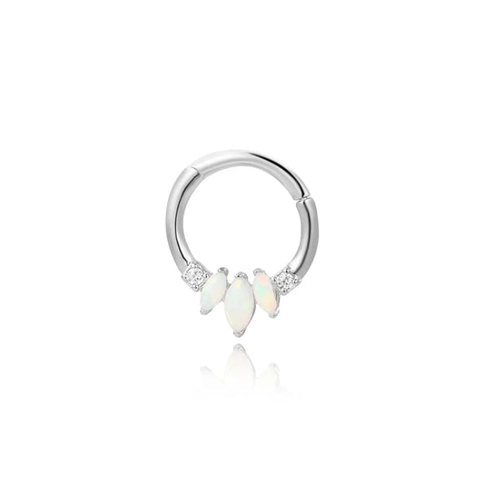 Marquise Opal Seamless Hinged Hoop • Septum Ring