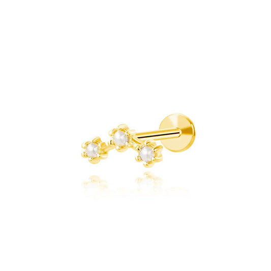 Mini PEARL CLUSTER Flat Back Stud Earring (18G)