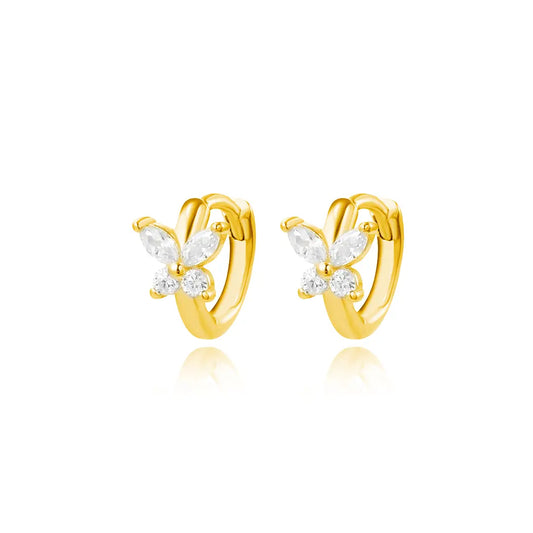 CRYSTAL BUTTERFLY 6MM HUGGIE EARRING