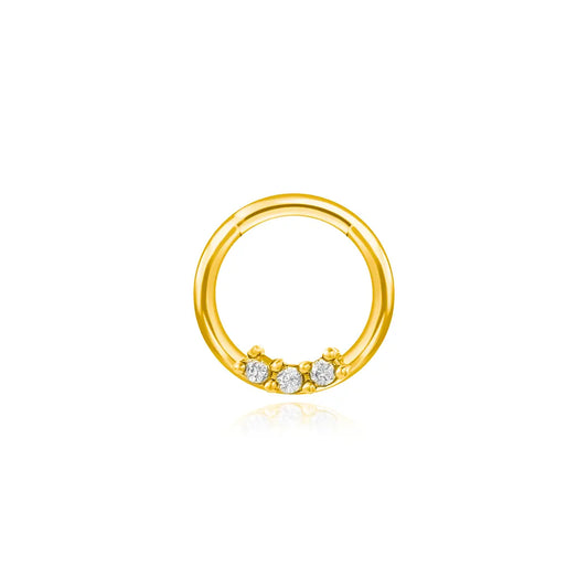 Minimal Trio CZ Cerchio con cerniera • Anello per setto
