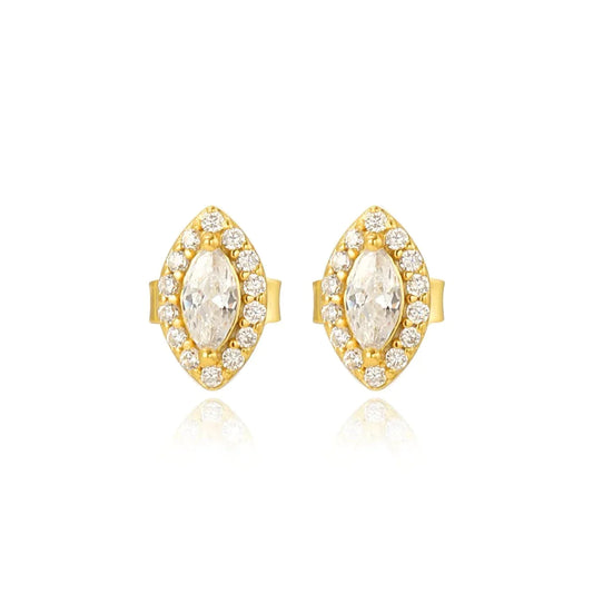 Luxe Oval Crystal Gemstone Stud Earrings