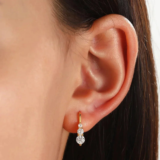Graduated White Crystal Hoop Earrings
