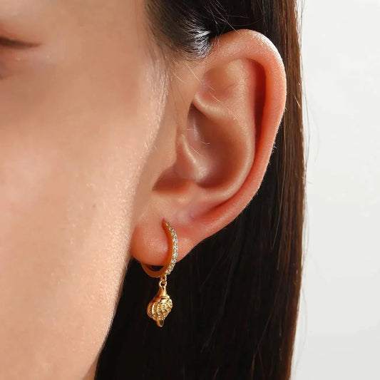 Summer Seashell Hoop Earring