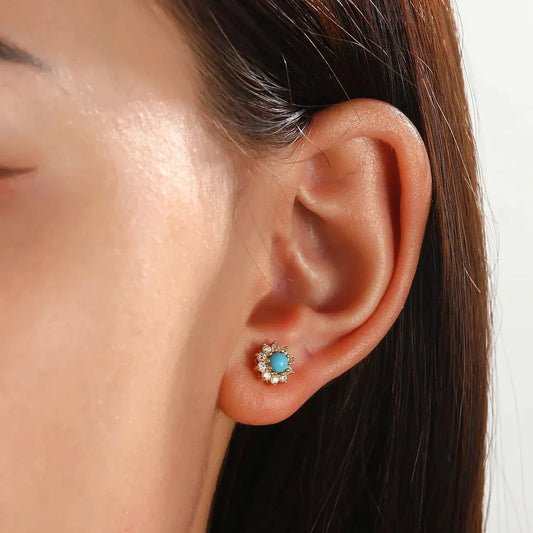 Turquoise Sunflower Stud Earring