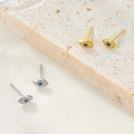 Pave Nazar Eye Stud Earrings