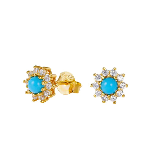 Turquoise Sunflower Stud Earring