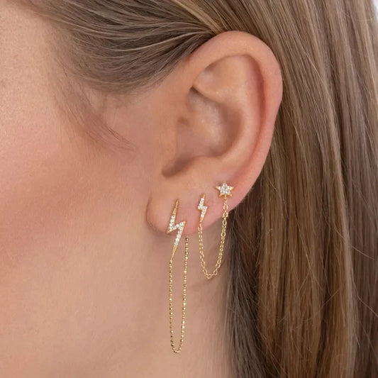 Star and Lightning Connected Earring