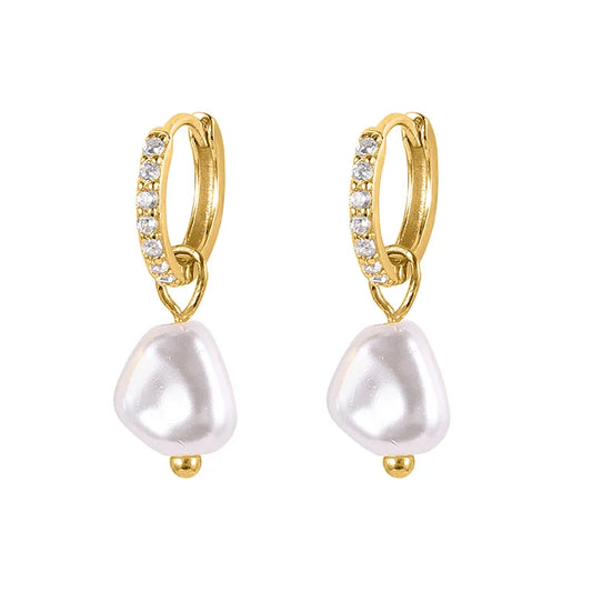 Baroque Pearl Hoop Earrings