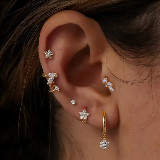 Sparkling Leaf Flat Back Piercing (16G)