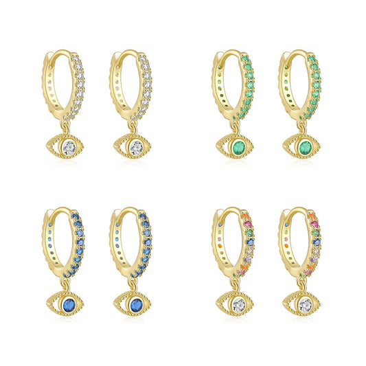 Sparkling Evil Eye Hoop Earrings