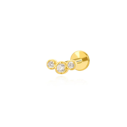 Mini Bling Trio Diamond Flat Back Stud Earring (18G)