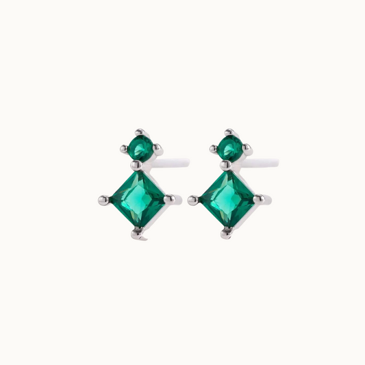 EMERALD Rhombus CARTILAGE STUD EARRINGS