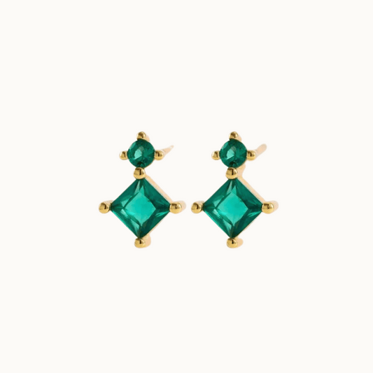 EMERALD Rhombus CARTILAGE STUD EARRINGS