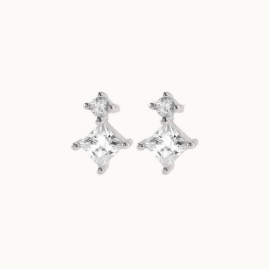 White CZ Rhombus STUD EARRINGS