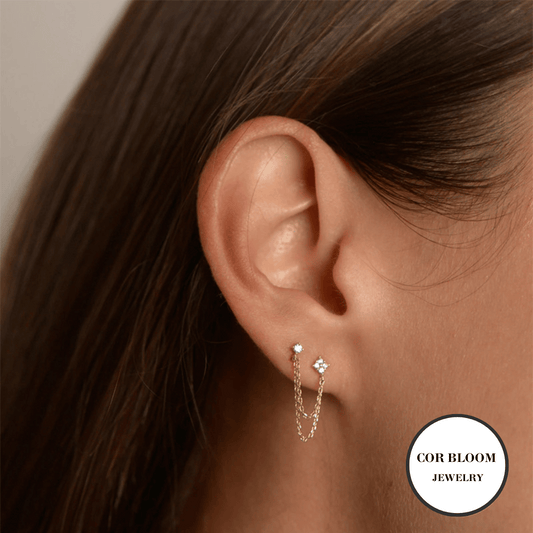 Four Leaf Clower Connected Earrings