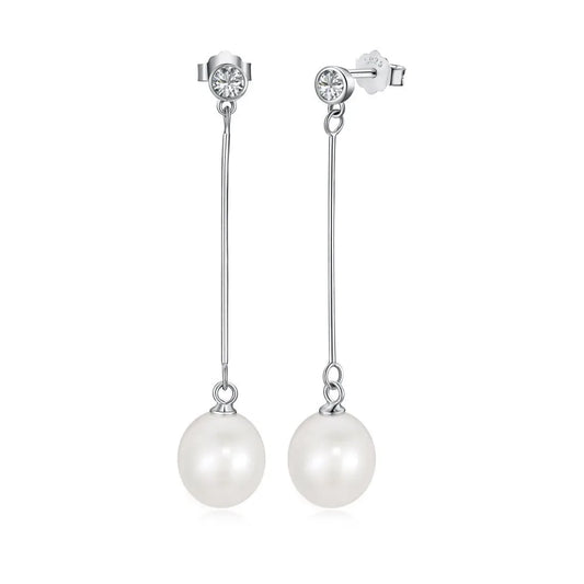 Long Chain Freshwater Pearl Drop Earrings