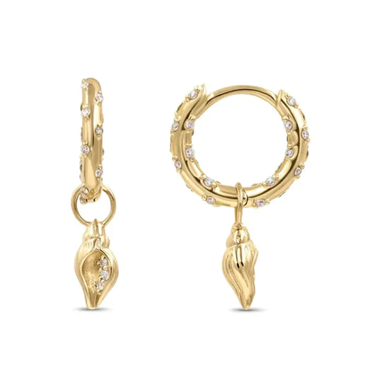 Golden Seashell Hoop Earrings