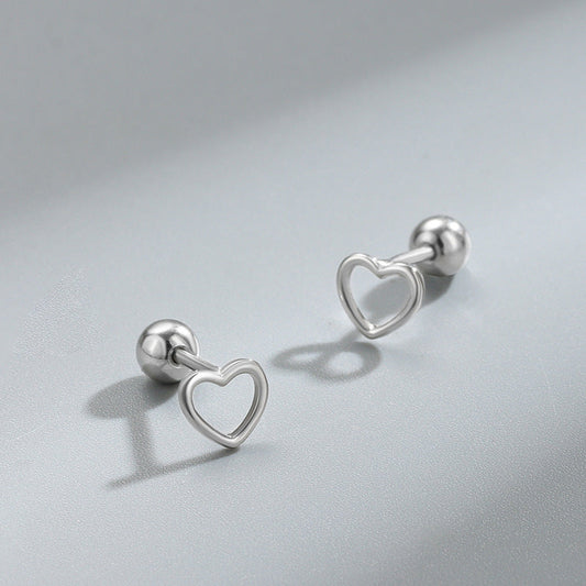 Simple Heart Barbell Stud Earrings (20G)