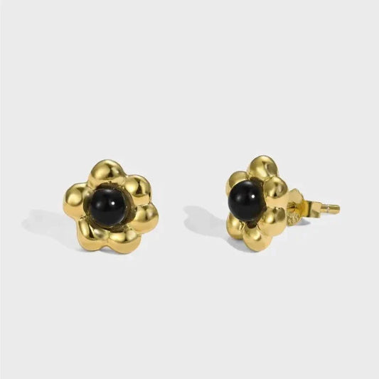 Precious Stone Spring FLower Stud Earrings