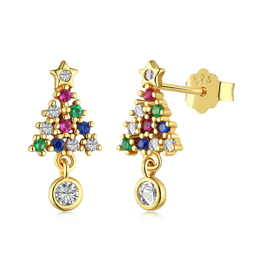 Festive Christmas Tree Drop Earrings