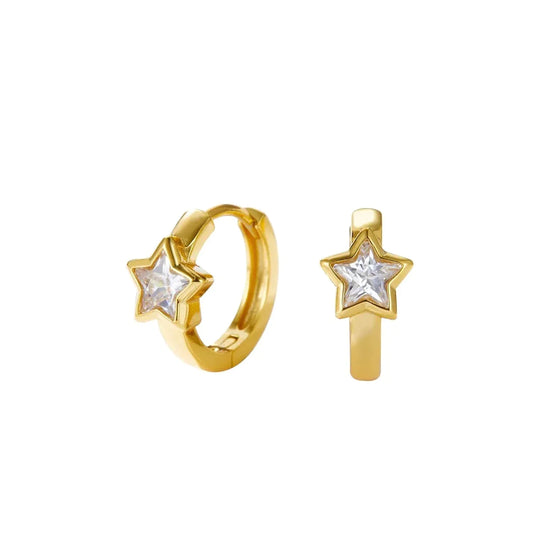 CRYSTAL STAR HUGGIE EARRINGS