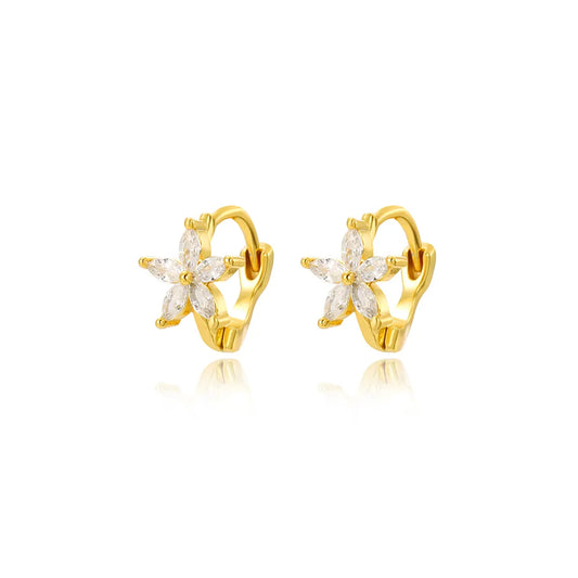 CRYSTAL CZ STARFISH FLOWER HUGGIE EARRING